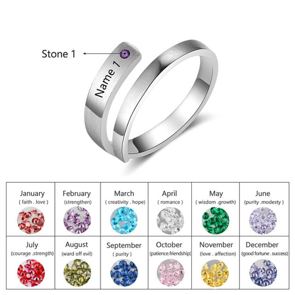 JewelOra Personalized Mothers Rings Custom Name Birthstone