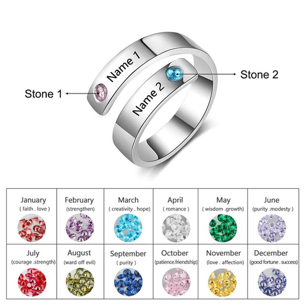 JewelOra Personalized Mothers Rings Custom Name Birthstone