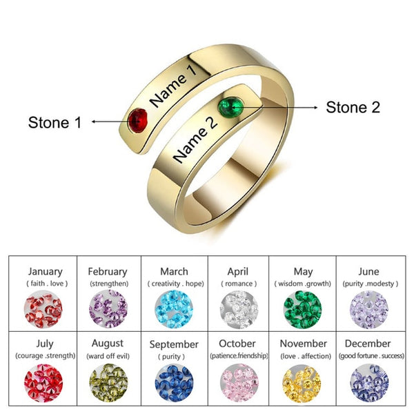 JewelOra Personalized Mothers Rings Custom Name Birthstone