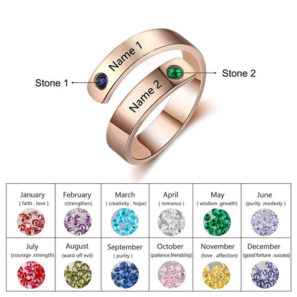 JewelOra Personalized Mothers Rings Custom Name Birthstone